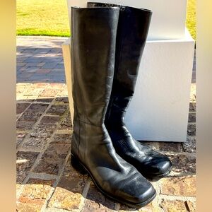 Black calf high boots